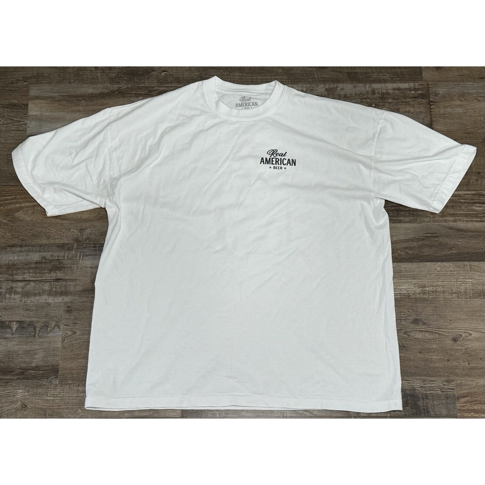 New Genuine Real American Beer Unisex 2XL T-Shirt White Relaxed "Mega Can Tee" - Picture 2 of 3
